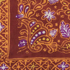 Hand Dyed Batik Bandana, 100% Soft Cotton, Dusky Fern, Pink, Yellow, Purple