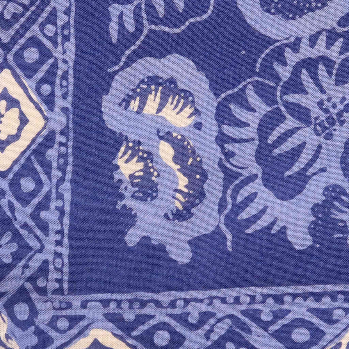 Batik Bandana Blue Roses, Lightweight 100% cotton, Hand Dyed Hand Painted