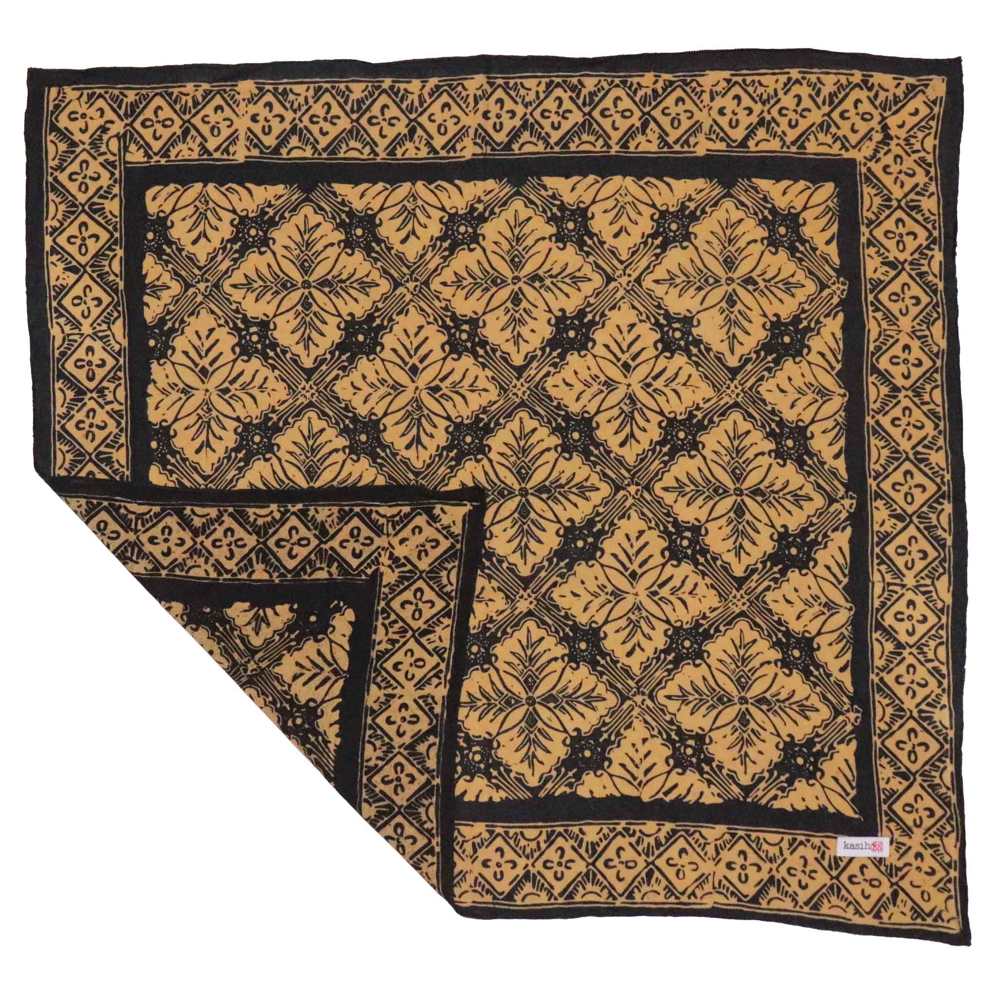 Hand Dyed Batik Bandana, 100% Soft Cotton, Harvest, Brown Black