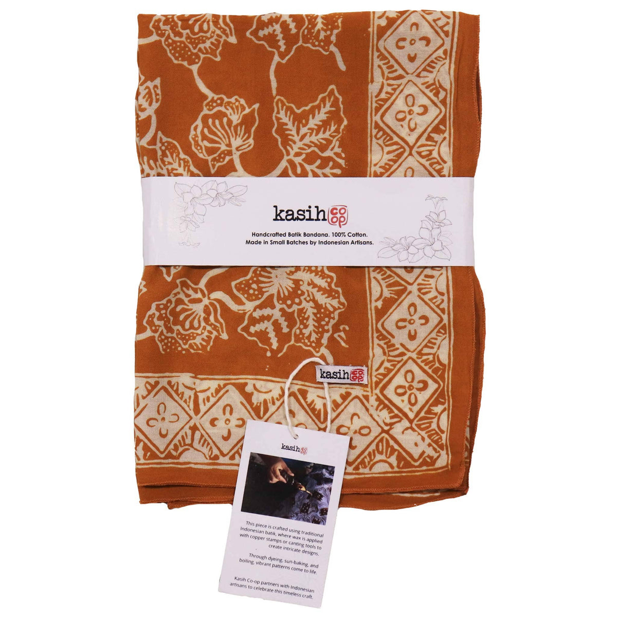 Hand Dyed Batik Bandana, 100% Soft Cotton, Sunrise, Orange, Mustard Yellow