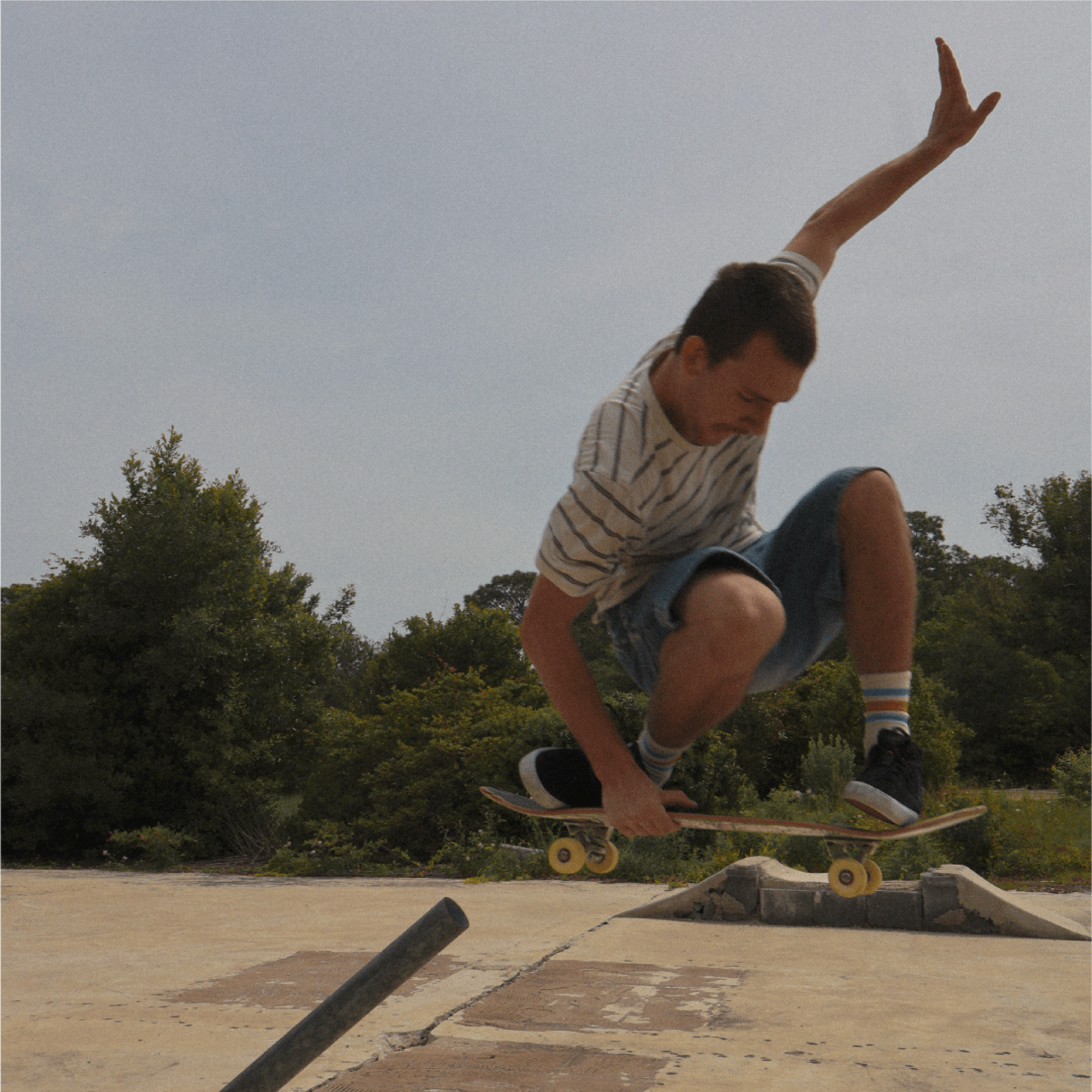SOCCO Naturals | Columbia Blue & Brass Striped Crew