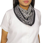 Hand Dyed Batik Bandana, 100% Soft Cotton, Onyx Pinwheel, Black White