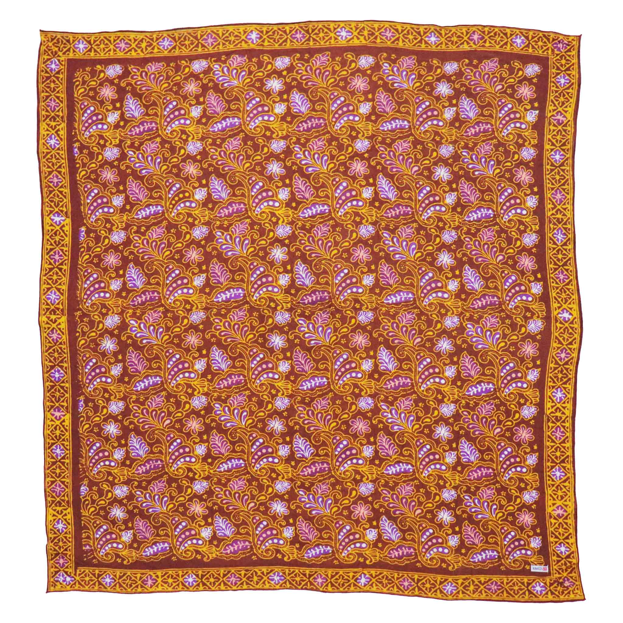 Large 39" Hand Dyed Batik Bandana, 100% Soft Cotton, Dusky fern