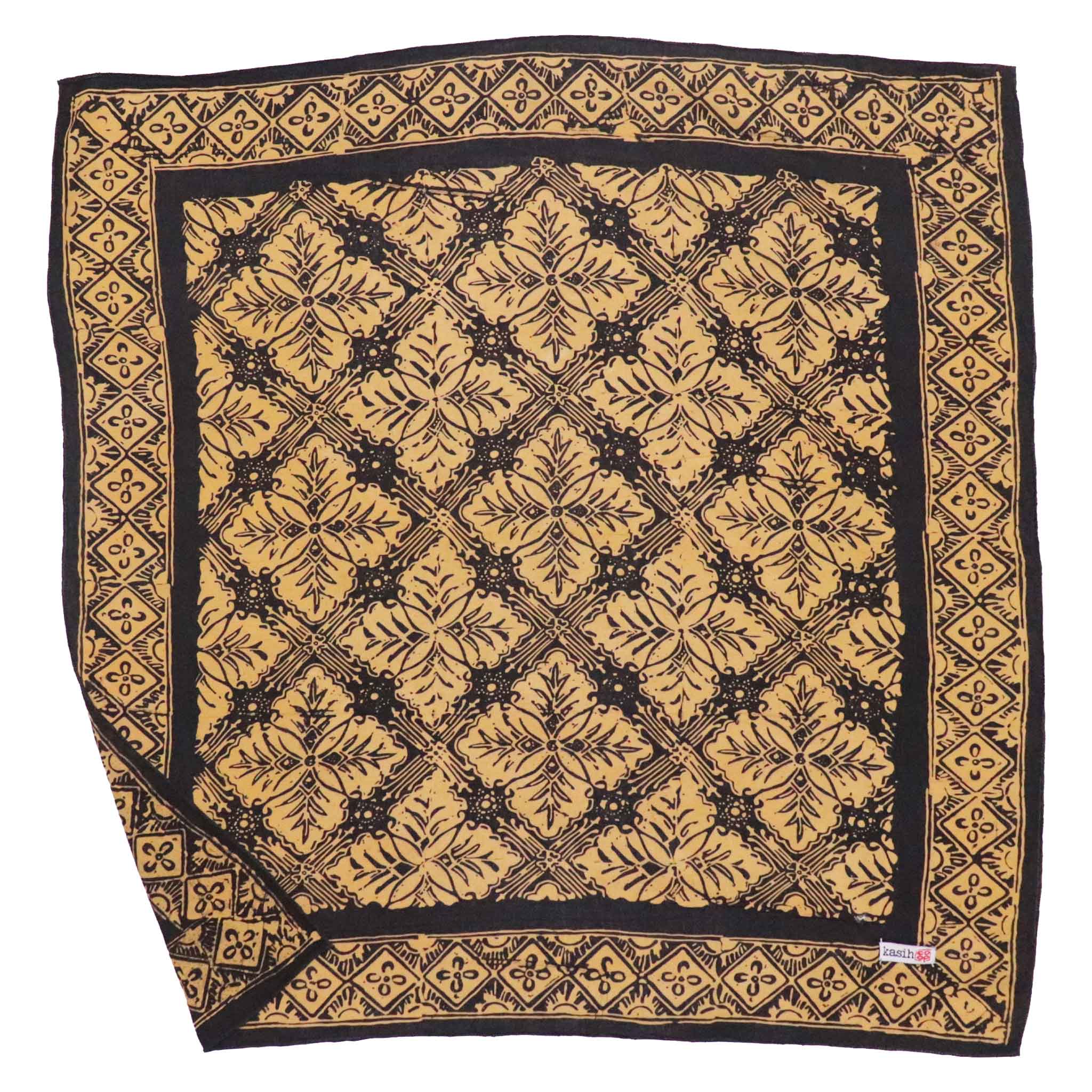 Hand Dyed Batik Bandana, 100% Soft Cotton, Harvest, Brown Black