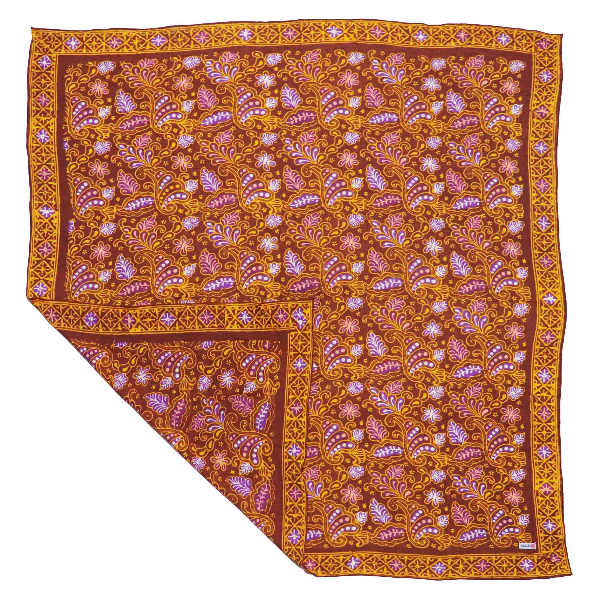 Large 39" Hand Dyed Batik Bandana, 100% Soft Cotton, Dusky fern