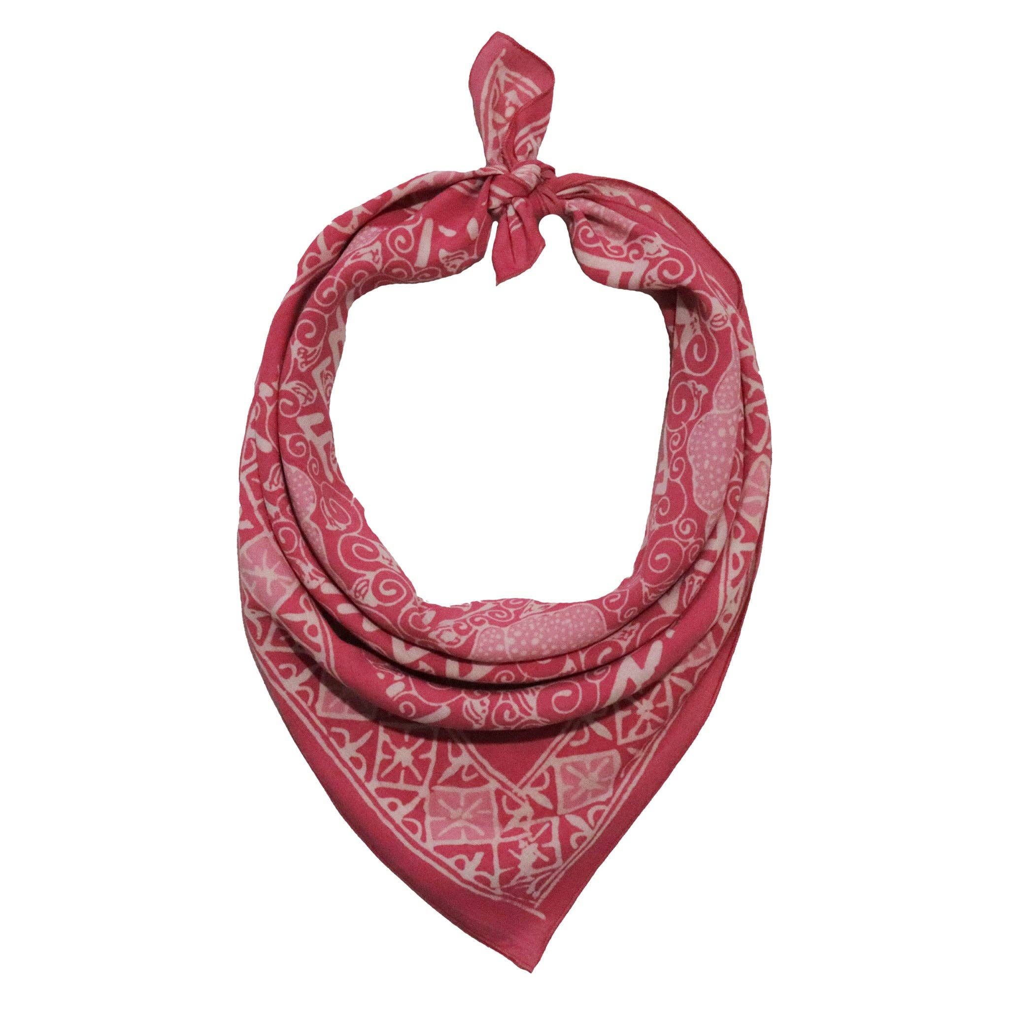 Hand Dyed Batik Bandana, Pink Corpse Flower, Giant Padma, Mother’s Day, Easter, Pastel