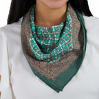 Hand Dyed Batik Bandana, Soft Lightweight Cotton, Leaf Grid