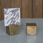 Chiseled Place Card Holder, Brass - Square