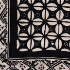 Large 39" Hand Dyed Batik Bandana, 100% Soft Cotton, Horn Beetle, Black White