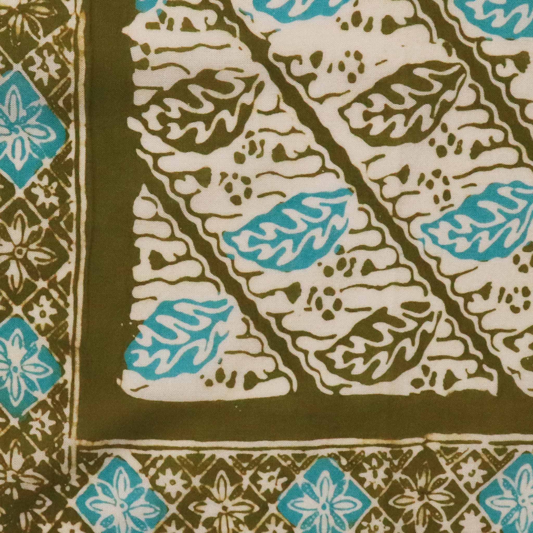 Batik Bandana, 100% Cotton, Leaf Lovers, Green, New, Drawn