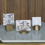 Chiseled Place Card Holder, Brass - Square