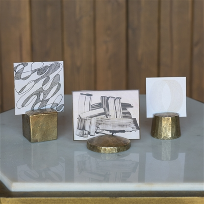 Chiseled Place Card Holder, Brass - Square