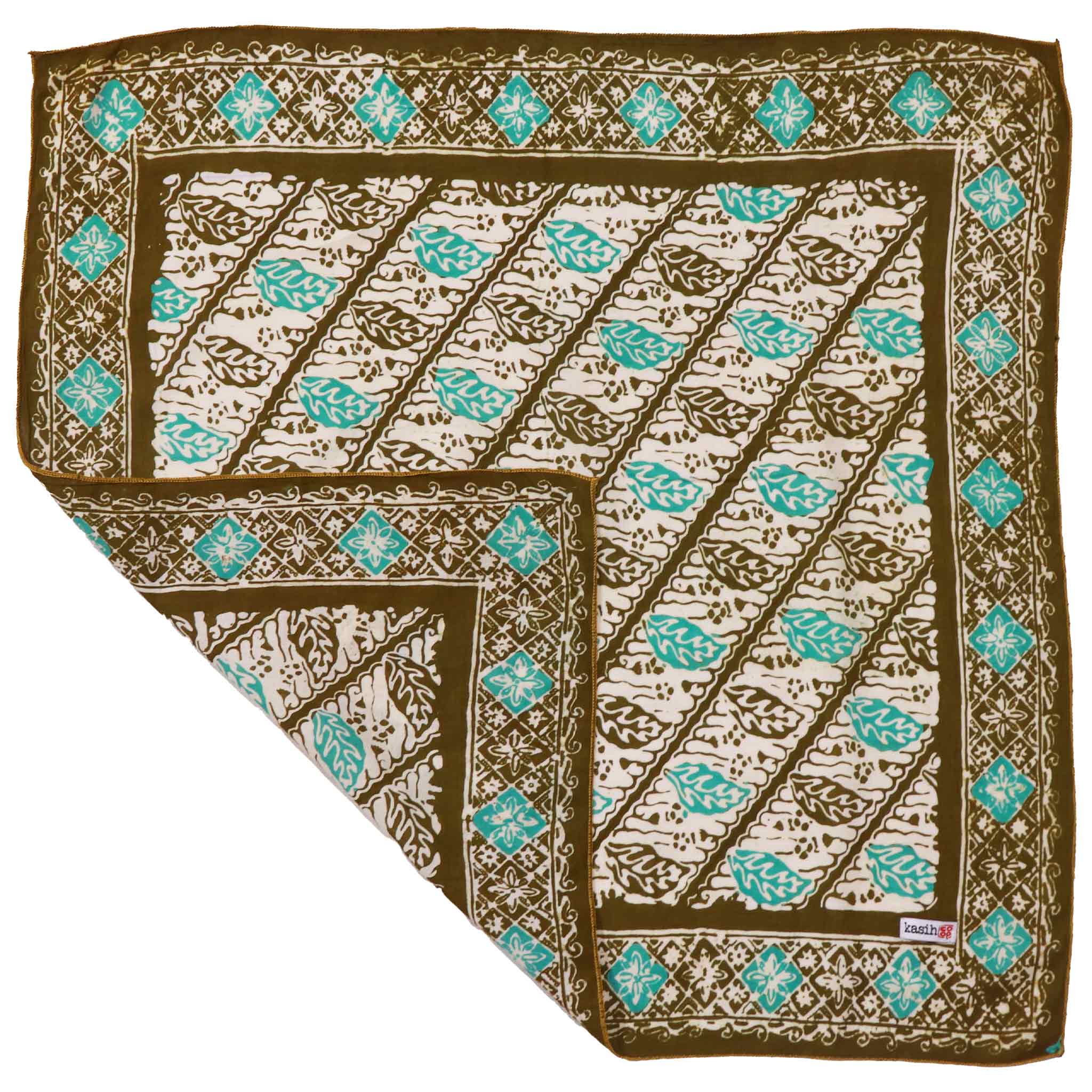 Batik Bandana, 100% Cotton, Leaf Lovers, Green, New, Drawn
