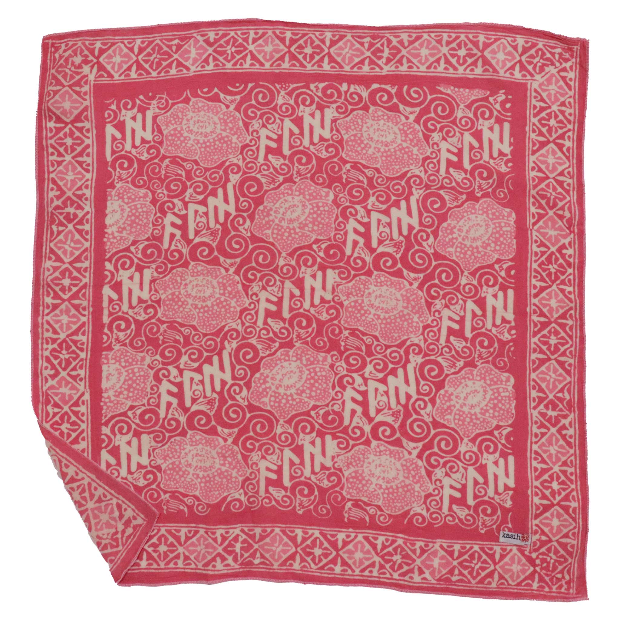 Hand Dyed Batik Bandana, Pink Corpse Flower, Giant Padma, Mother’s Day, Easter, Pastel