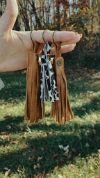 Genuine Leather Fringe Keychain - Unisex
