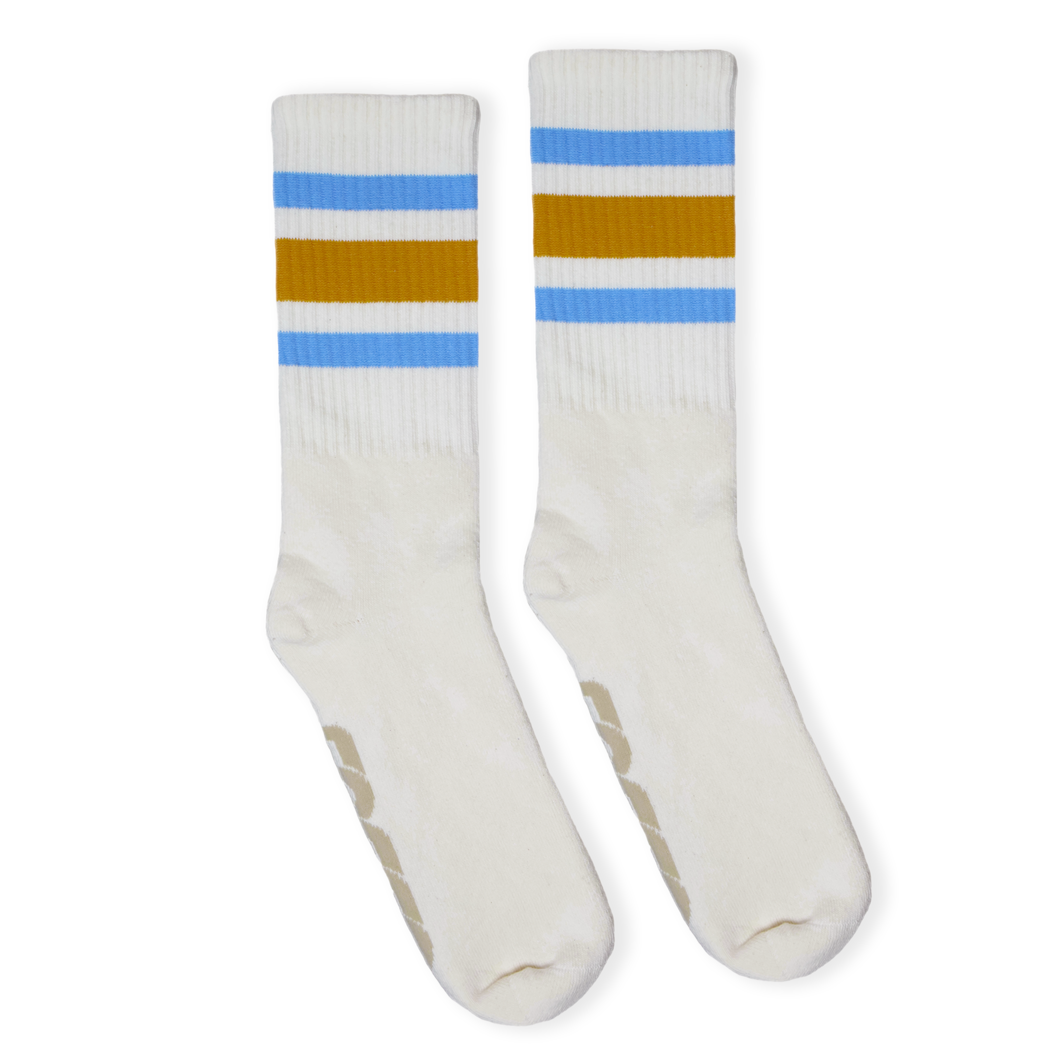 SOCCO Naturals | Columbia Blue & Brass Striped Crew