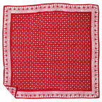 Large 39" Hand Dyed Batik Bandana, 100% Soft Cotton, Celebrations, Red, White