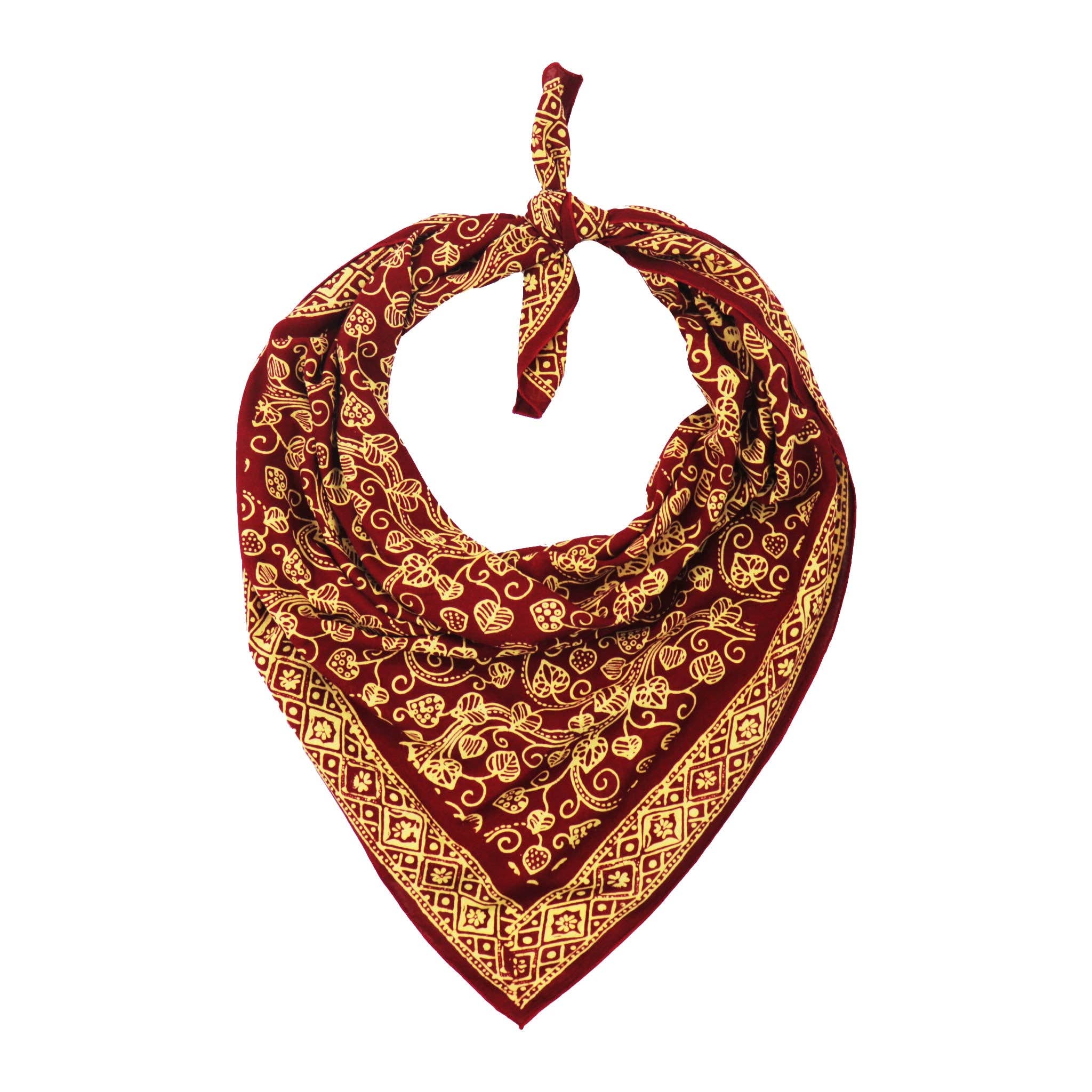 Large 39" Hand Dyed Batik Bandana, 100% Soft Cotton, Charmed Canopy