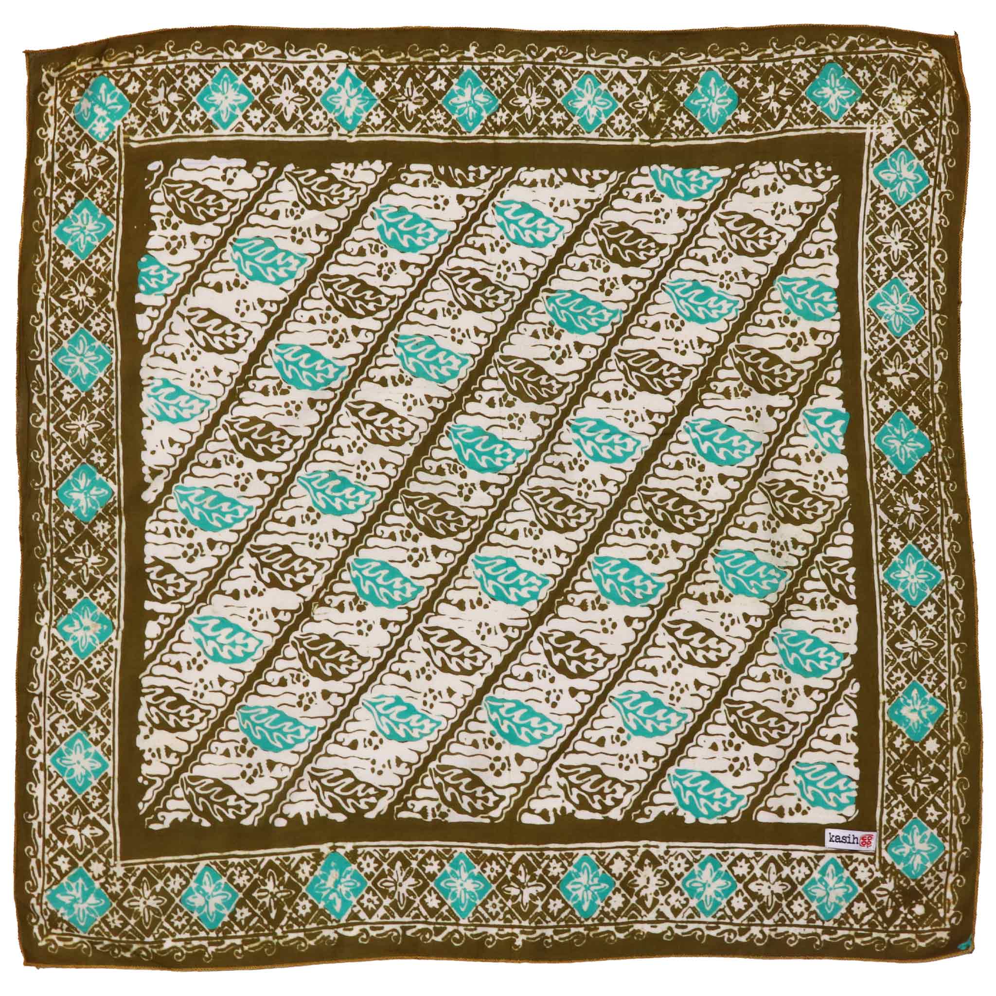 Batik Bandana, 100% Cotton, Leaf Lovers, Green, New, Drawn