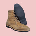Vintage suede Frye lace up boots resoled with black sole