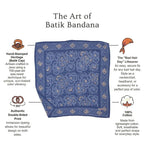 Batik Bandana Blue Roses, Lightweight 100% cotton, Hand Dyed Hand Painted
