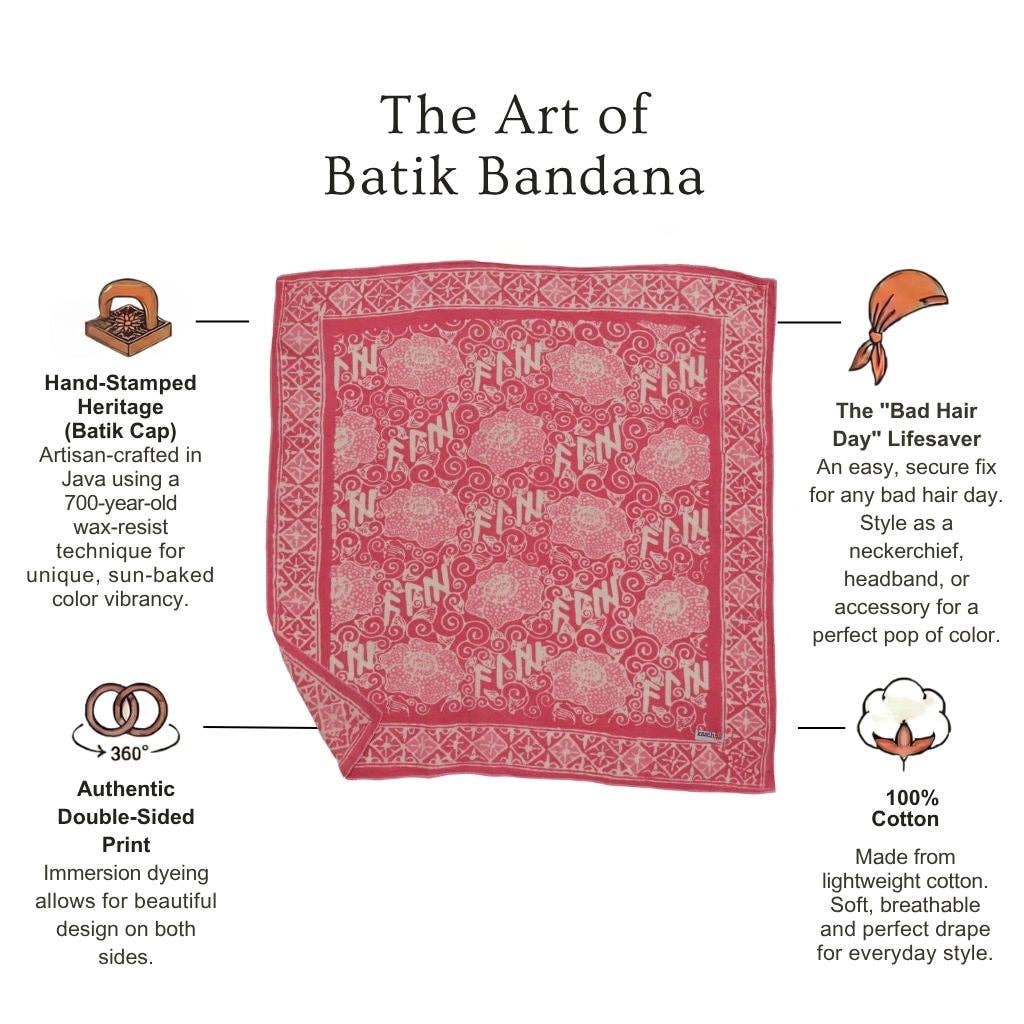 Hand Dyed Batik Bandana, Pink Corpse Flower, Giant Padma, Mother’s Day, Easter, Pastel