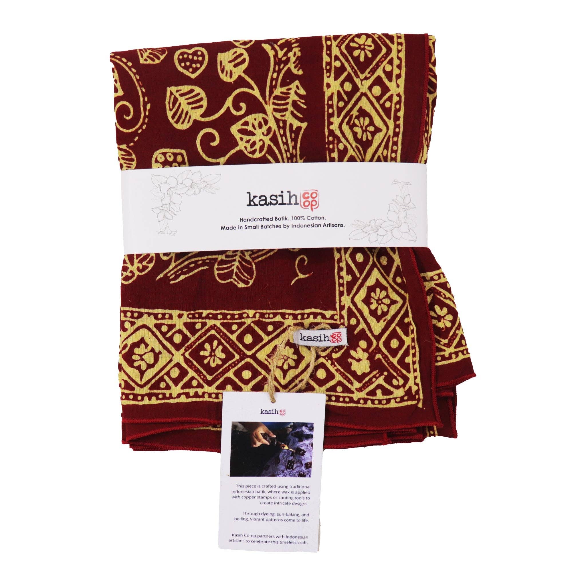 Large 39" Hand Dyed Batik Bandana, 100% Soft Cotton, Charmed Canopy