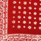 Large 39" Hand Dyed Batik Bandana, 100% Soft Cotton, Celebrations, Red, White