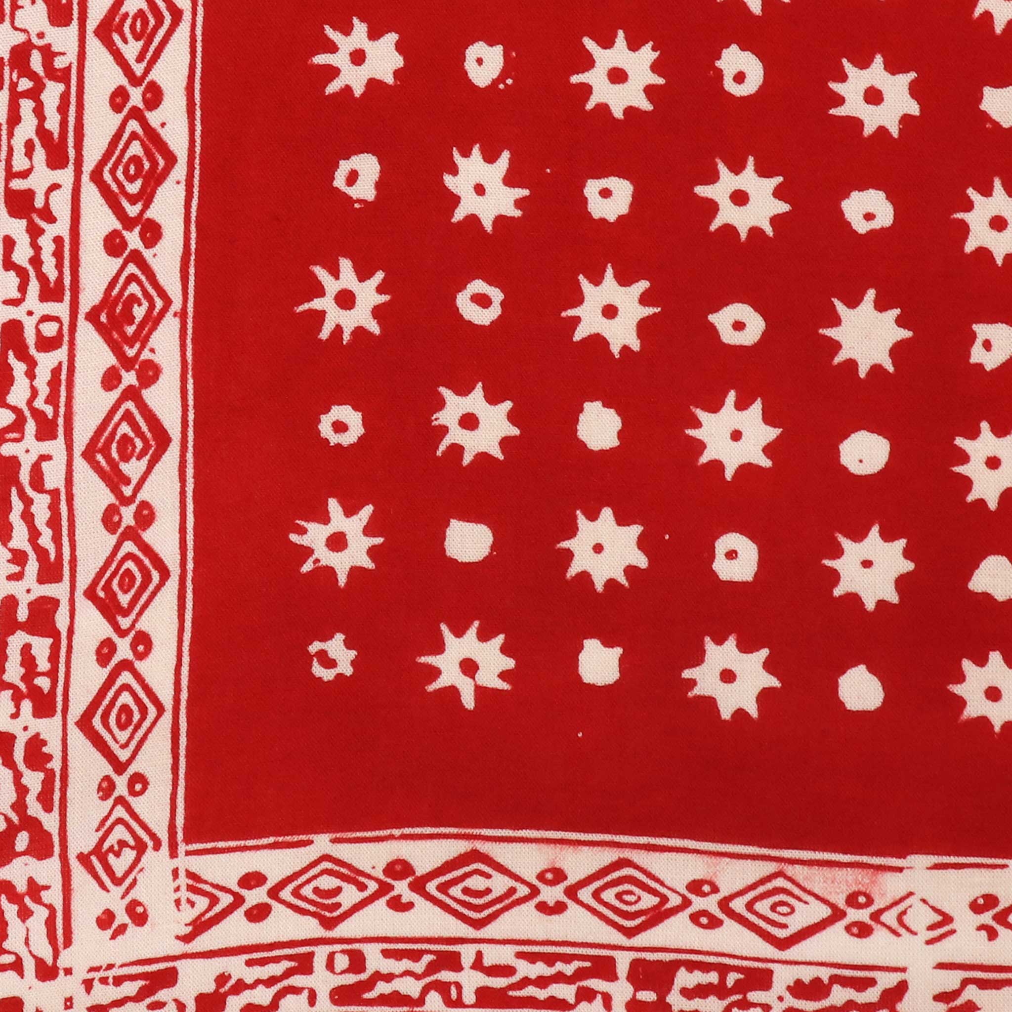 Large 39" Hand Dyed Batik Bandana, 100% Soft Cotton, Celebrations, Red, White