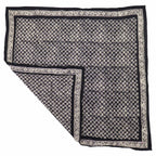 Large 39" Hand Dyed Batik Bandana, 100% Soft Cotton, Horn Beetle, Black White