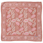 Hand Dyed Batik Bandana, Peach Pink Coral Leaves