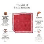 Large 39" Hand Dyed Batik Bandana, 100% Soft Cotton, Celebrations, Red, White