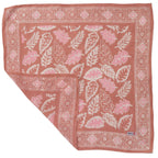 Hand Dyed Batik Bandana, Peach Pink Coral Leaves