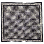 Large 39" Hand Dyed Batik Bandana, 100% Soft Cotton, Horn Beetle, Black White
