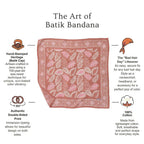 Hand Dyed Batik Bandana, Peach Pink Coral Leaves