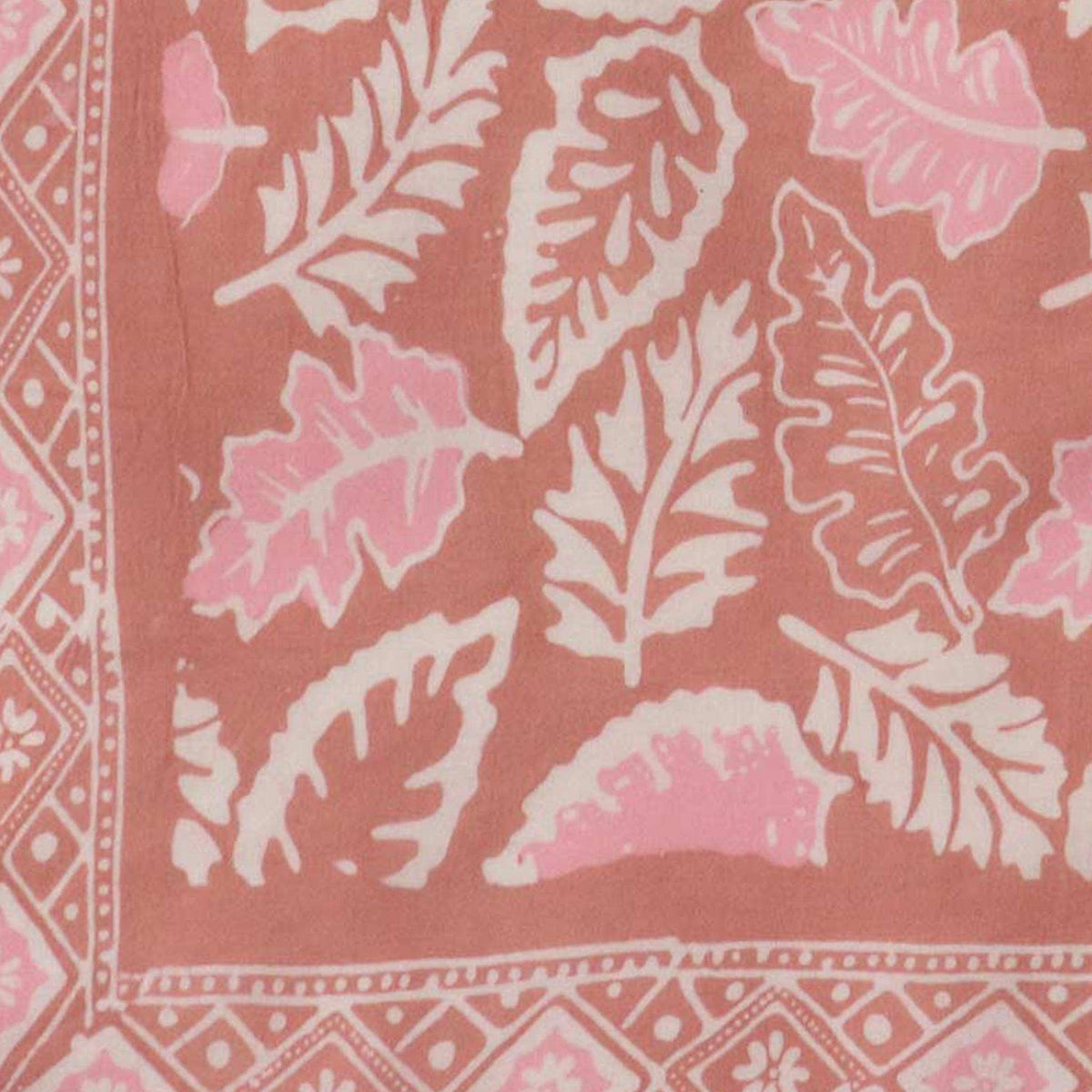 Hand Dyed Batik Bandana, Peach Pink Coral Leaves
