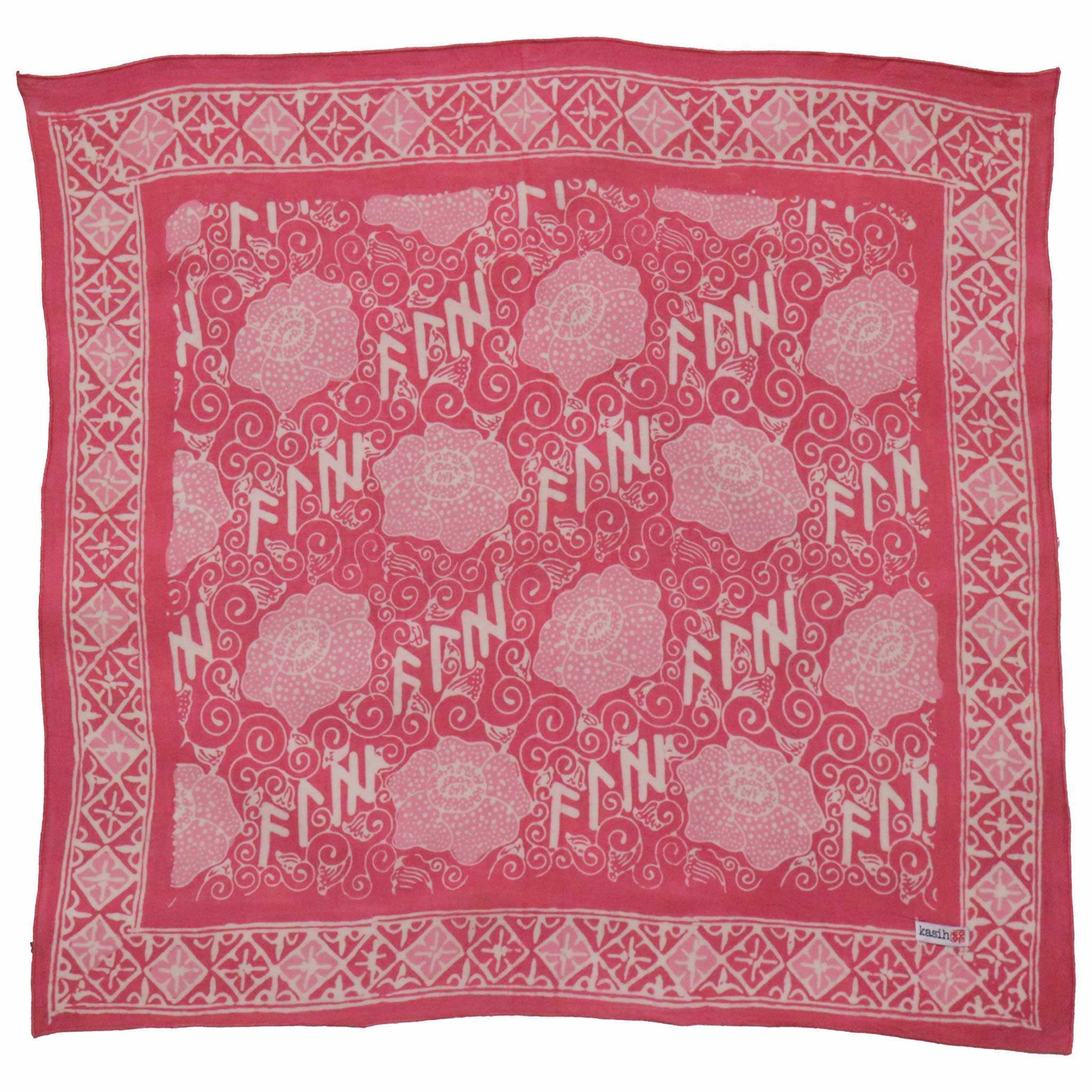 Hand Dyed Batik Bandana, Pink Corpse Flower, Giant Padma, Mother’s Day, Easter, Pastel