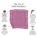 Hand Dyed Batik Bandana, 100% Soft Cotton, Timeless Trace, Purple Flower, Lilac, Lavender, Pink, Graduate's Gift